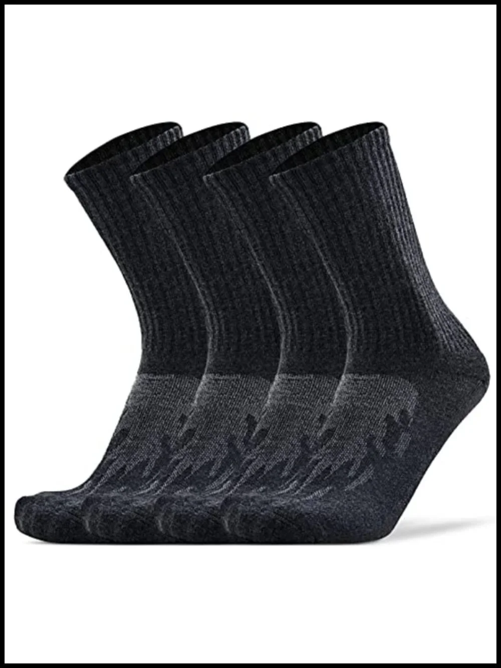 4 Pack Men's Women's Merino Wool Blend Hiking Running Crew Socks Thick Cushioned